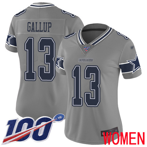 Women Dallas Cowboys Limited Gray Michael Gallup #13 100th Season Inverted Legend NFL Jersey->women nfl jersey->Women Jersey
